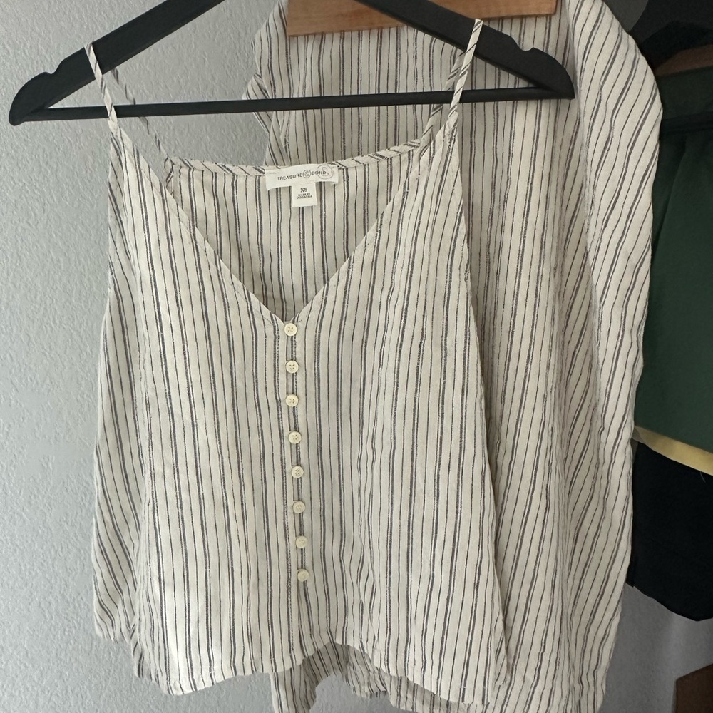 Treasure & Bond White and Black Camisole Top